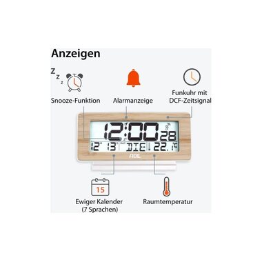 Sveglia digitale ADE con visualizzazione della temperatura e della data