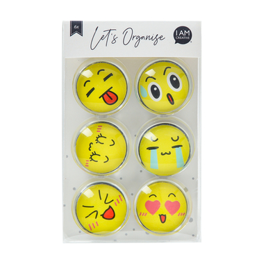 I AM CREATIVE Calamita Smiley Let`s Organize MAA4035.64 Vetro, 30mm 6 pezzi