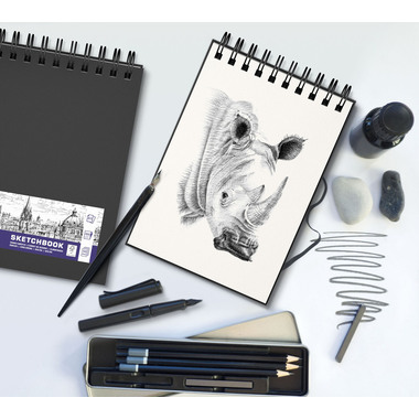 OXFORD Livre d'ésquisse A4 400152648 noir, blanco, 100g 50 feuilles