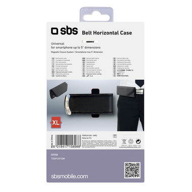Horizontales Smartphone Case aus PU mit Gürtelschlaufe für Smartphones bis zu 5 Zoll, Magnetverschluss, Farbe schwarz