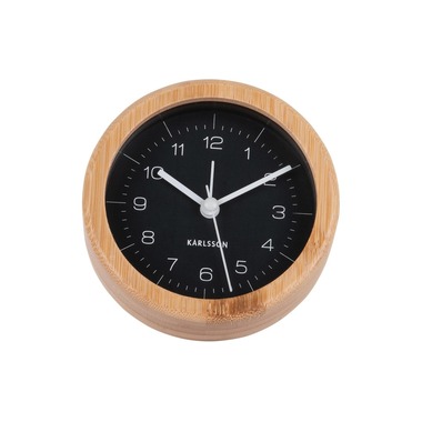 KARLSSON Classic Alarm Clock Neat Round Bamboo / Black
