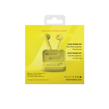 Auricolari True Wireless Stereo semi in-ear con microfono e tasto di risposta/fine chiamata, colore giallo
