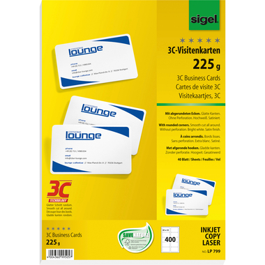 SIGEL Cartes de visite 85x55mm LP799 blanc, 225g 400 pcs.