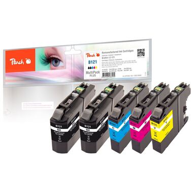 Peach Multi Pack Più con chip, compatibili con Brother LC-121