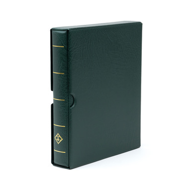 Reliure à anneaux OPTIMA F pour timbres-poste, vert Avec son étui de protection, 240 × 280 × 55 mm