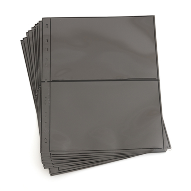 Feuilles en plastique OPTIMA pour cartes postales, lot de 10, noir 2 compartiments, 180 × 120 mm