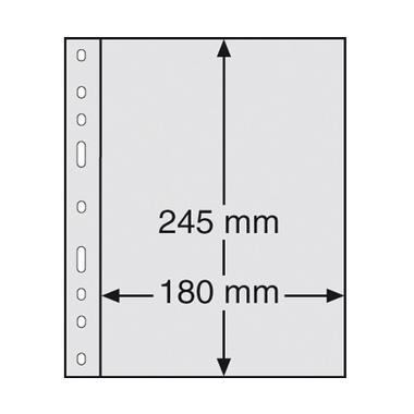 Fogli di plastica OPTIMA per fogli di francobolli, confezione da dieci, colore nero Foglio intero non suddiviso, 180 x 245 mm