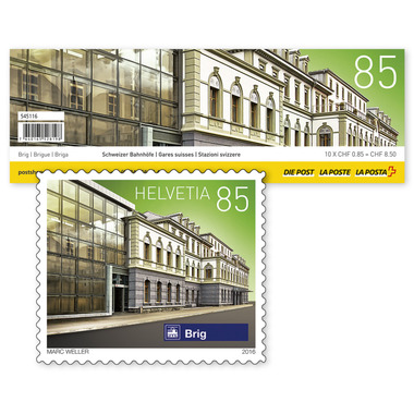 Timbres CHF 0.85 «Brigue», Carnet avec 10 timbres Carnet «Brigue» de 10 timbres, valeur d'affranchissement CHF 0.85, autocollant, non oblitéré