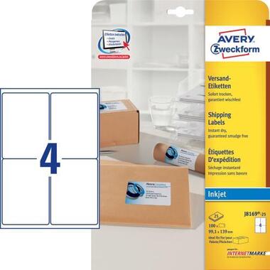 AVERY ZW. Etichette indirizo 99,1x139mm J8169 - 25 bianco 100 pezzi