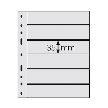 Feuilles en plastique OPTIMA pour timbres-poste, lot de 10, noir 6 compartiments, hauteur de la bande 35 mm