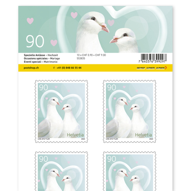 Stamps CHF 0.90 «Marriage», Sheet with 10 stamps