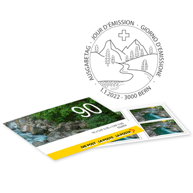 Timbres CHF 0.90 «Verzasca TI», Carnet de 10 timbres Carnet de timbres «Paysages fluviaux suisses», autocollant, oblitéré