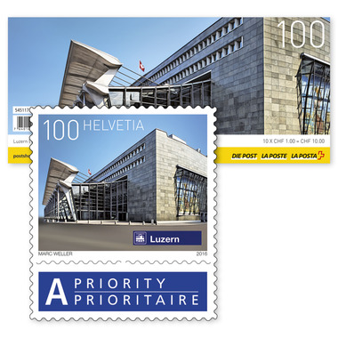 Timbres CHF 1.00 «Lucerne», Carnet avec 10 timbres Carnet «Luzern» de 10 timbres, valeur d'affranchissement CHF 1.00, autocollant, non oblitéré