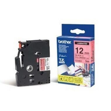 PTOUCH Nastro, lam.fluor.nero / aranci. TZe - B31 PT - 300 12 mm