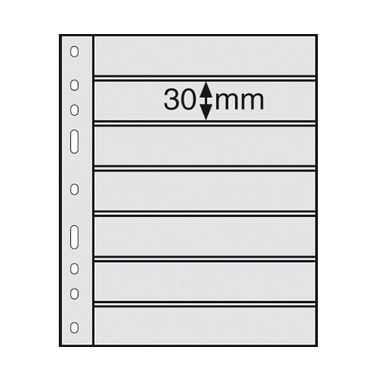 Feuilles en plastique OPTIMA pour timbres-poste, lot de 10, noir 7 compartiments, hauteur de la bande 30 mm