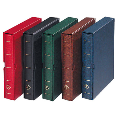 Reliure à anneaux OPTIMA F pour timbres-poste, brun Avec son étui de protection, 240 × 280 × 55 mm