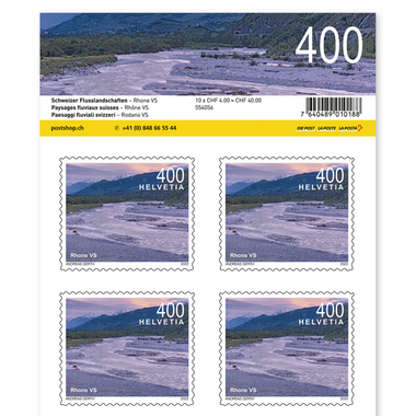 Timbres CHF 4.00 «Rhône VS», Feuille de 10 timbres