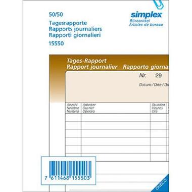 SIMPLEX Rapport journalier D / F / I A6 15551 brun / blanc 100x2 feuilles