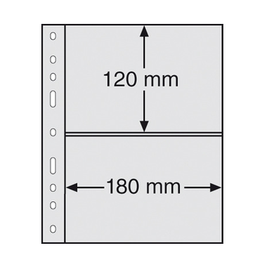 Feuilles en plastique OPTIMA pour cartes postales, lot de 10, noir 2 compartiments, 180 × 120 mm