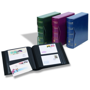 Album pour 200 enveloppes du jour d’émission, 50 pages, vert sapin 195 × 130 mm, avec étui de protection 280 × 290 × 86 mm