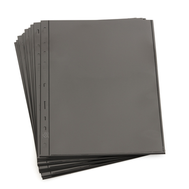 Fogli di plastica OPTIMA per fogli di francobolli, confezione da dieci, colore nero Foglio intero non suddiviso, 180 x 245 mm