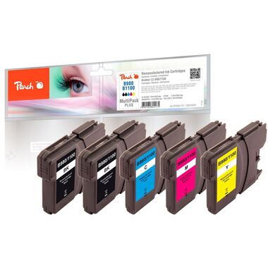Peach Combi Pack Plus, XL-Filling, compatible with Brother LC-1100, LC-980