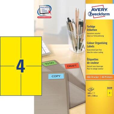 AVERY ZW. Etichette 105x148mm 3459 Universal, giallo 10fogl. / 4pz