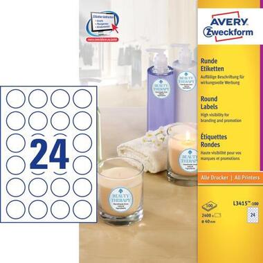 AVERY ZW. Etichette 40mm L3415 - 100 bianco 2400 pezzi
