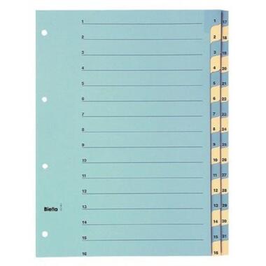 BIELLA Répert. carton bleu / jaunes A4 462443.00 1 - 31, 4 trous
