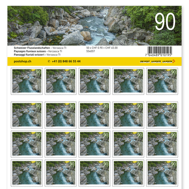 Timbres CHF 0.90 «Verzasca TI», Feuille de 50 timbres