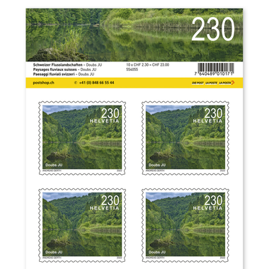 Timbres CHF 2.30 «Doubs JU», Feuille de 10 timbres