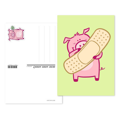 Cochon porte-bonheur, Carte de voeux préaffranchie «Pansement» Carte de vœux préaffranchie «Pansement», (valeur d'affranchissement CHF 1.00)
