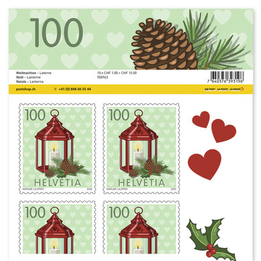 Timbres CHF 1.00 «Lanterne», Feuille de 10 timbres