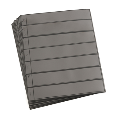 Feuilles en plastique OPTIMA pour timbres-poste, lot de 10, noir 7 compartiments, hauteur de la bande 30 mm