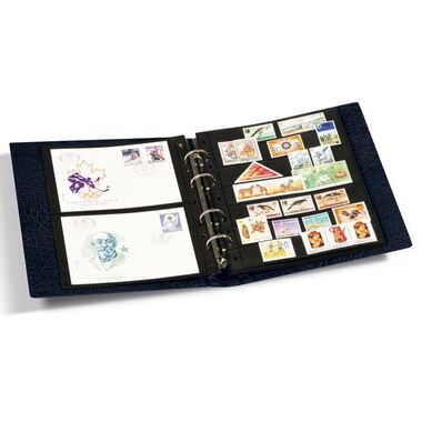 Reliure à anneaux OPTIMA F pour timbres-poste, noir Avec son étui de protection, 240 × 280 × 55 mm